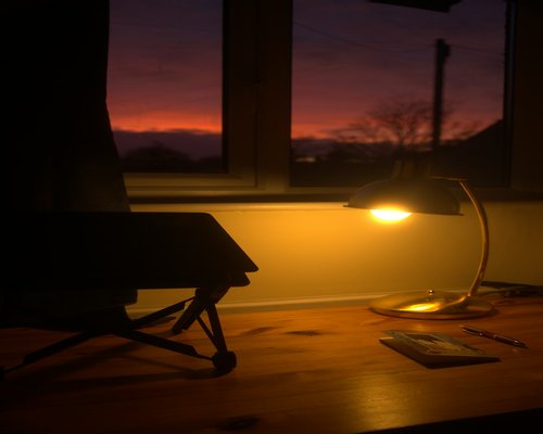 A quiet evening setting at home after a long work day